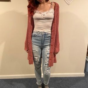 Long Light Pink Cardigan
